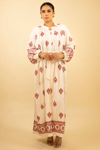 The Beige/Red Rosielle Dress