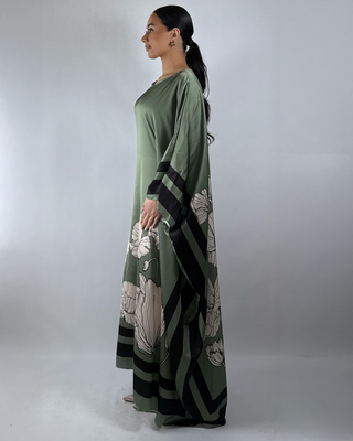 The Olive Silken Petal Kaftan