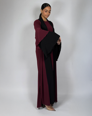The Burgundy/Black Moonlight Abaya