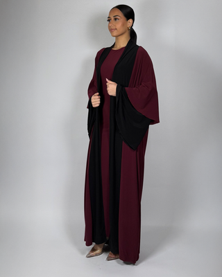 The Burgundy/Black Moonlight Abaya